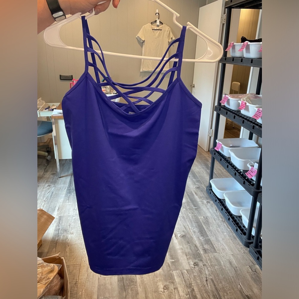 Zenana bright blue crisscross tank